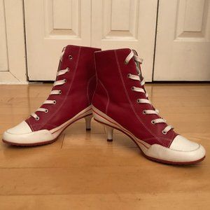 Steve Madden Keeki Red Leather Sneaker Heels